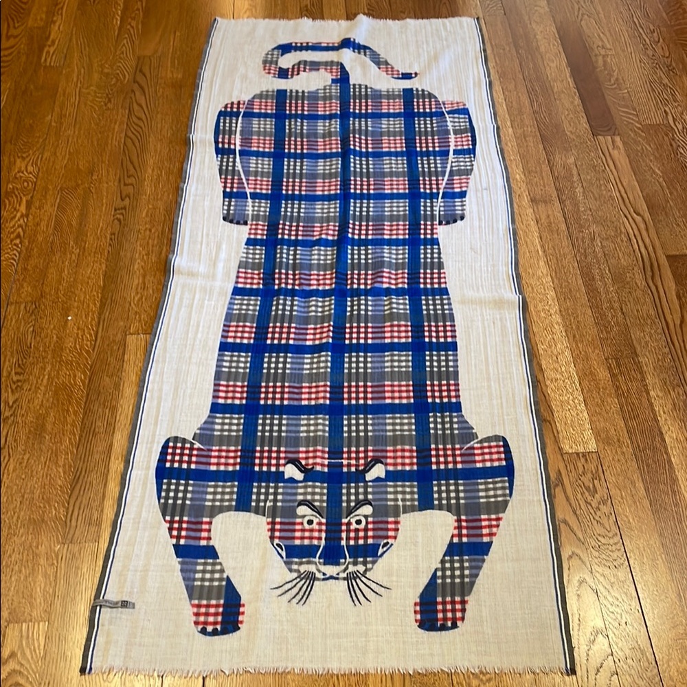Inouitoosh French cashmere Plaid Tiger Print Scarf